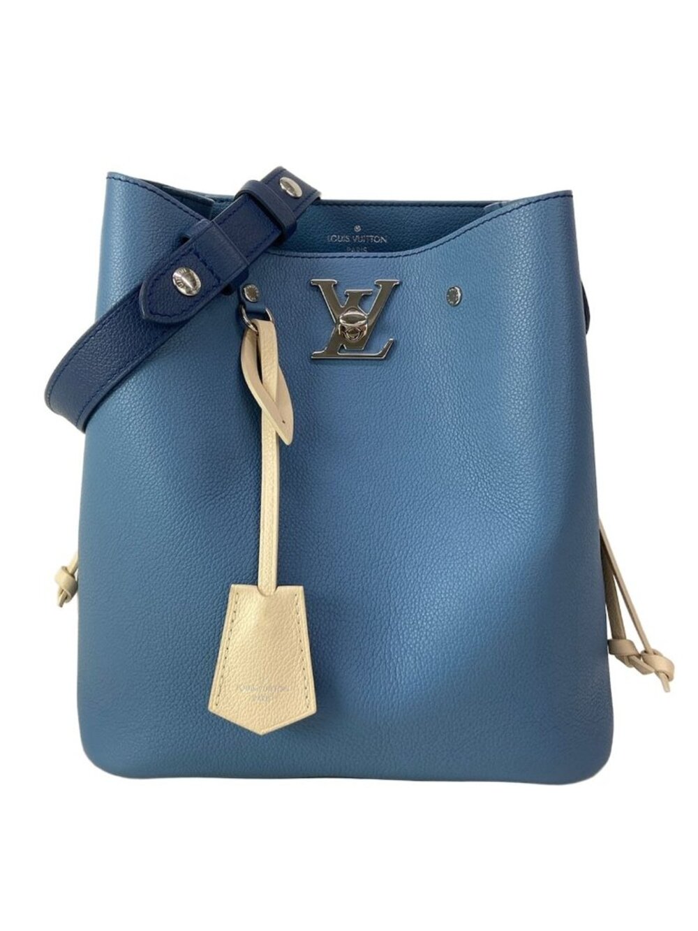 Louis Vuitton Shoulder Bag Lockme Bucket Blue Jean Leather
